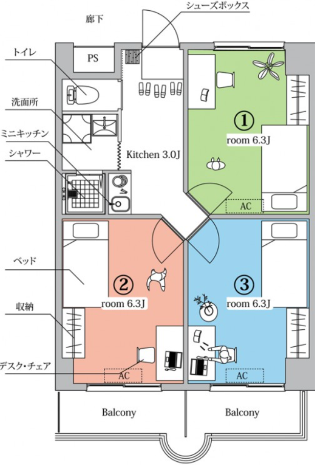 ルームシェア　間取り図