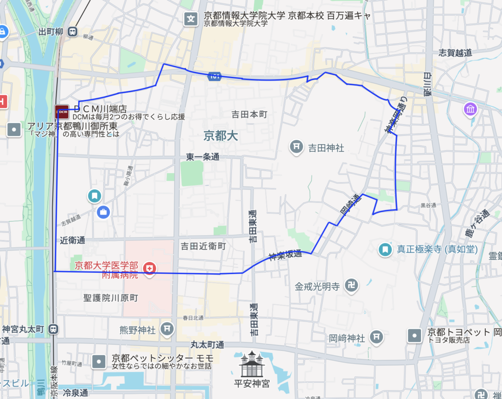 京都左京区の吉田地図